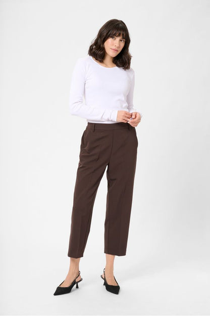 Kaffe KAsakura HW Cropped Pants B/Coffee