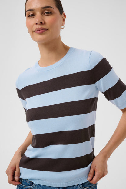 Kaffe KAlizza Striped Knit Blue Fog / Brown