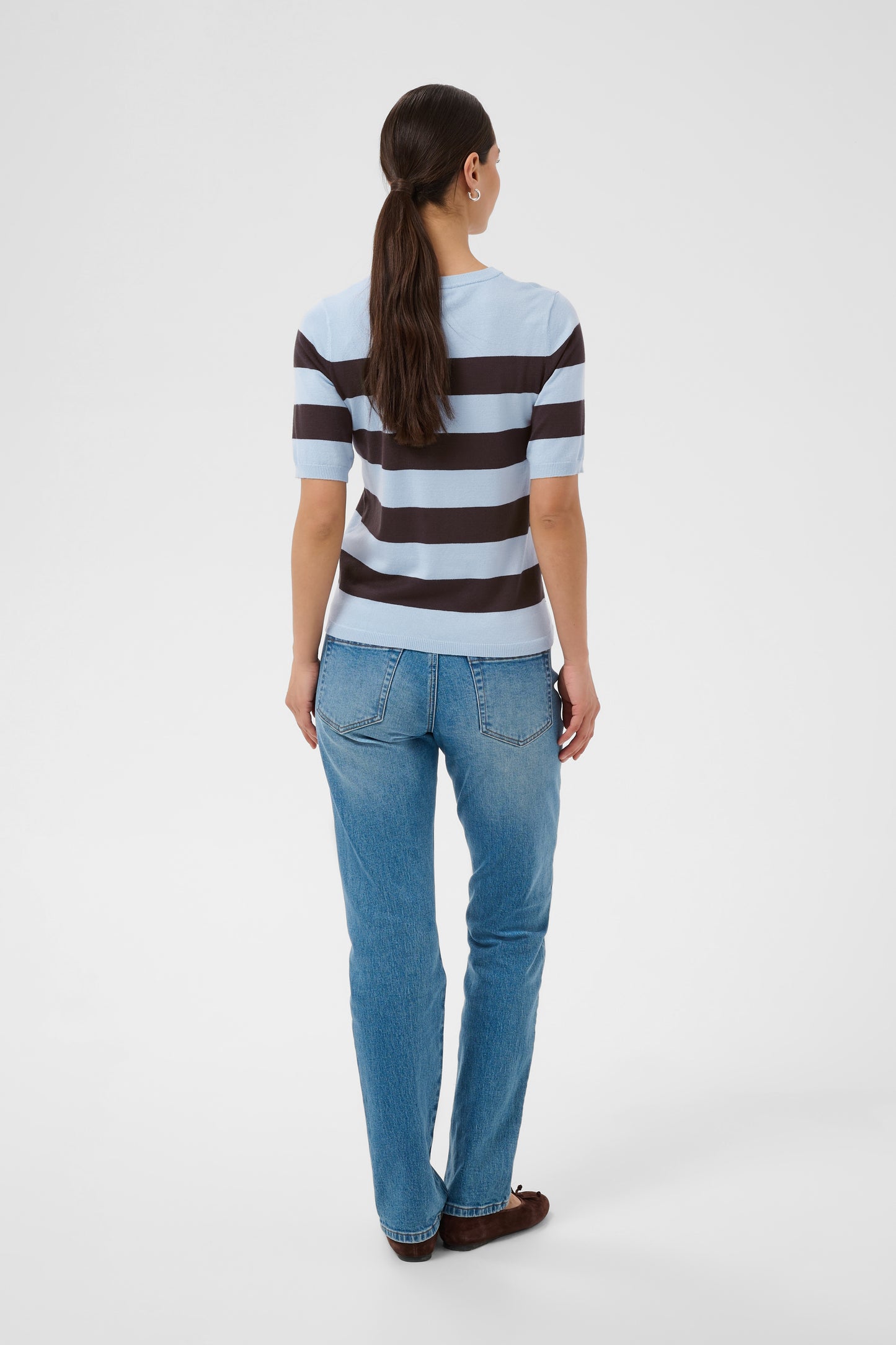 Kaffe KAlizza Striped Knit Blue Fog / Brown