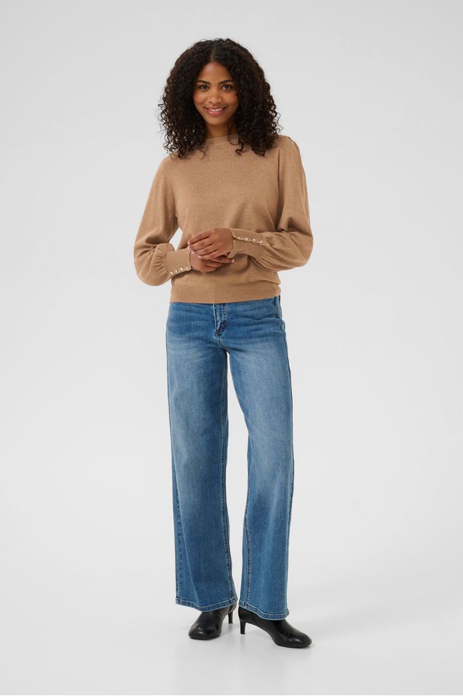 Kaffe KAlizza Round Neck Knit Pullover Buttons