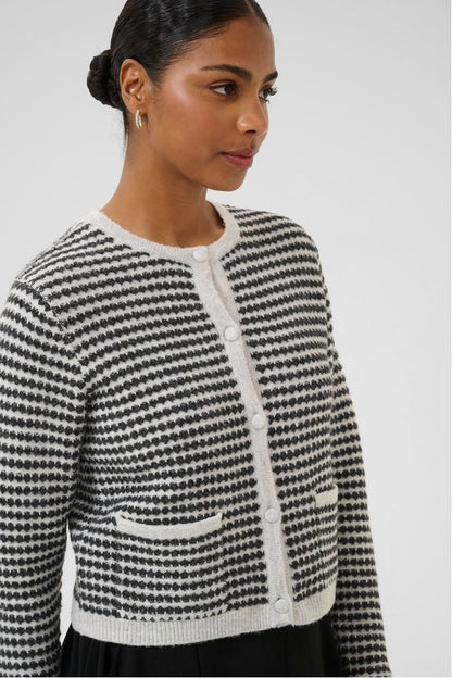 Kaffe Black Stripe Ellery Knit Cardigan