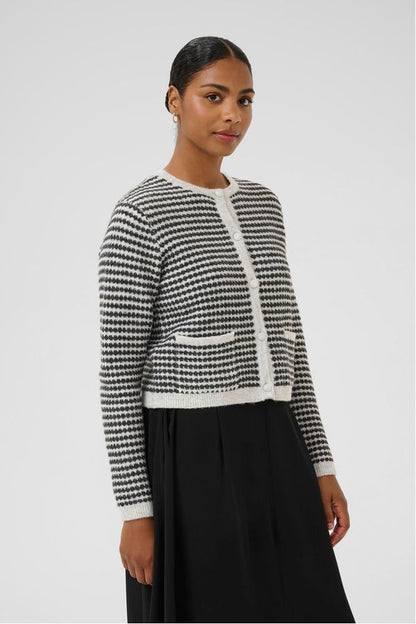 Kaffe Black Stripe Ellery Knit Cardigan