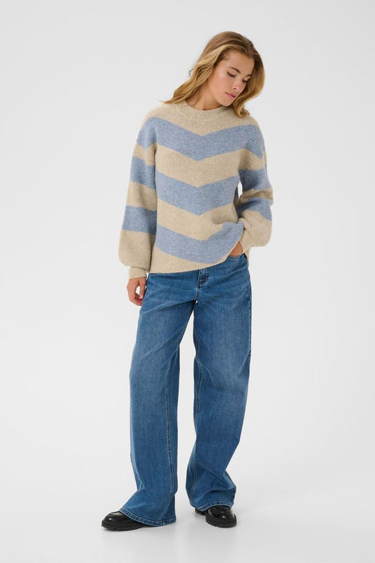 Kaffe Blue Stripe Verana Knit Pullover