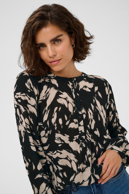 Kaffe KApollie Amber Blouse Black Gray Graphic