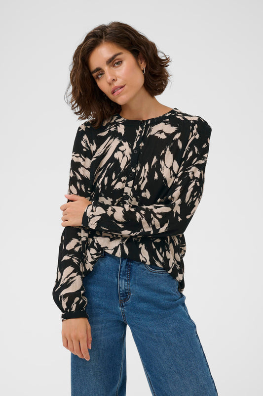 Kaffe KApollie Amber Blouse Black Gray Graphic