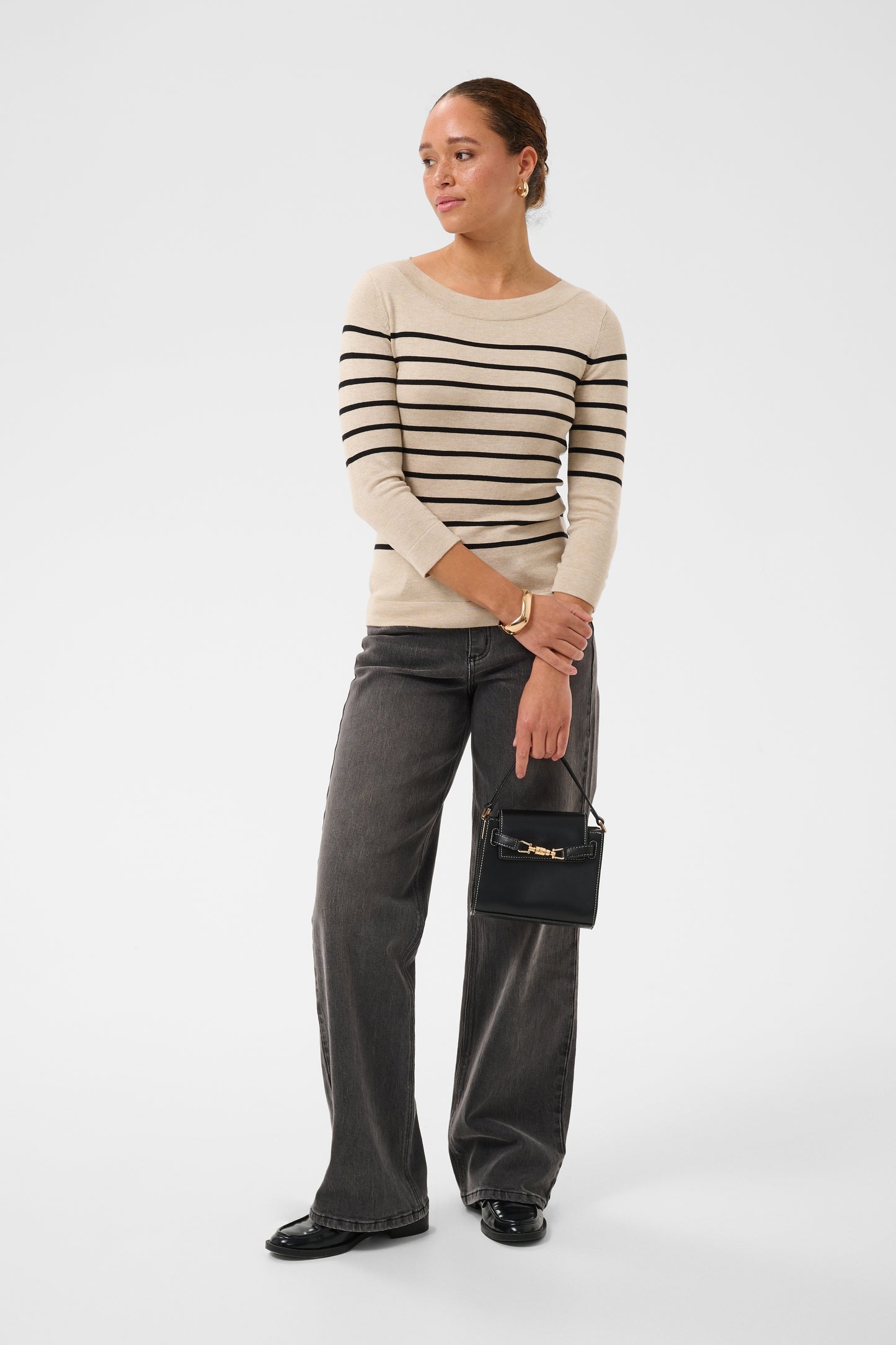 Kaffe KAlizza Boatneck Pullover Feather Gray