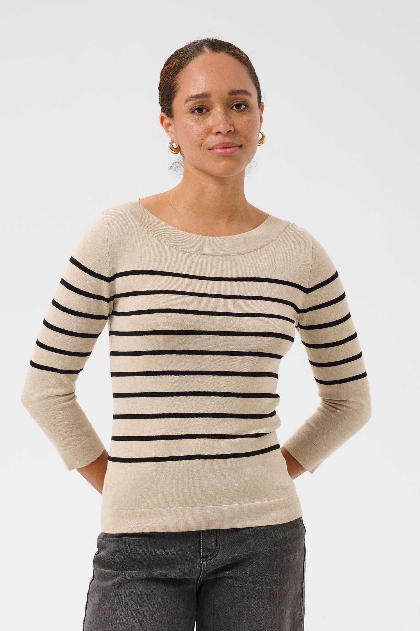 Kaffe KAlizza Boatneck Pullover Feather Gray