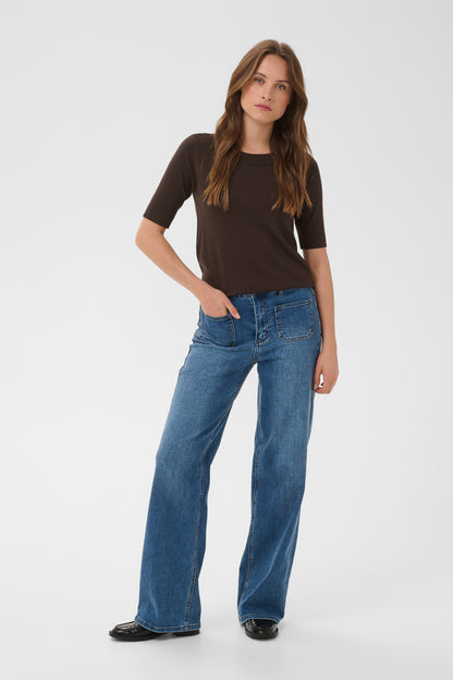 Kaffe KAlizza Boatneck Solid Pullover Coffee Bean