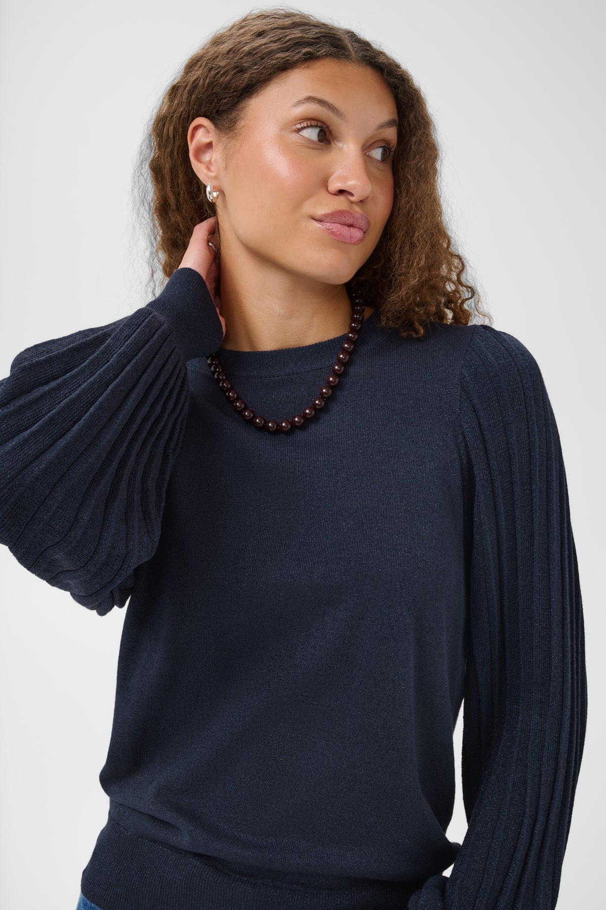 Kaffe Aregina Pleat LS Pullover - Graphite