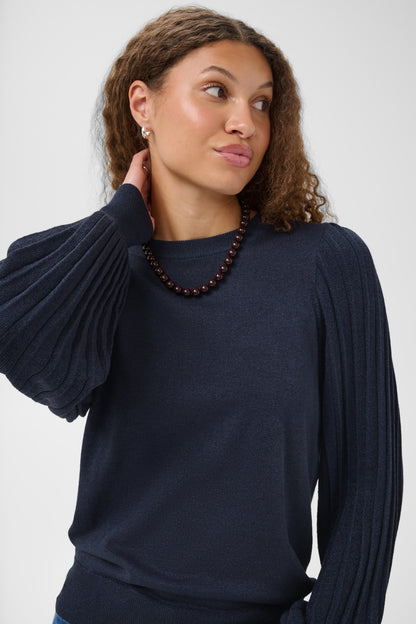 Kaffe Aregina Pleat LS Pullover - Graphite