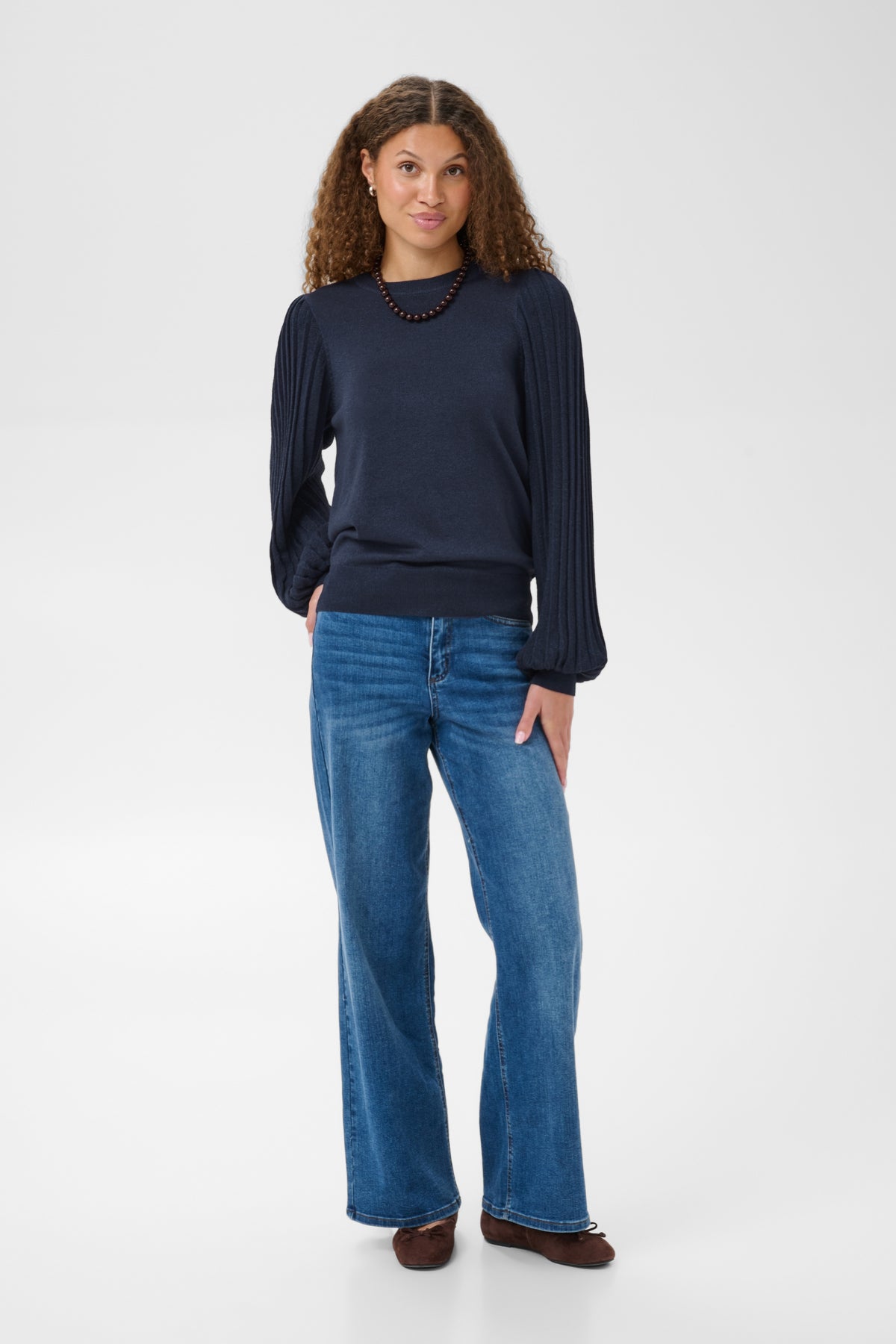 Kaffe Aregina Pleat LS Pullover - Graphite