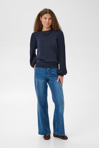 Kaffe Aregina Pleat LS Pullover - Graphite
