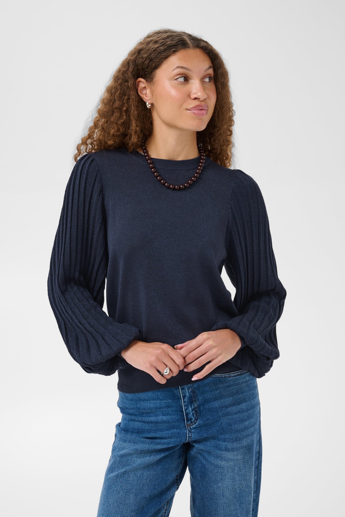 Kaffe Aregina Pleat LS Pullover - Graphite
