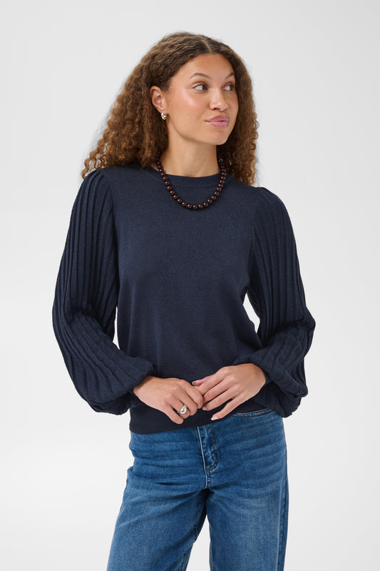 Kaffe Aregina Pleat LS Pullover - Graphite