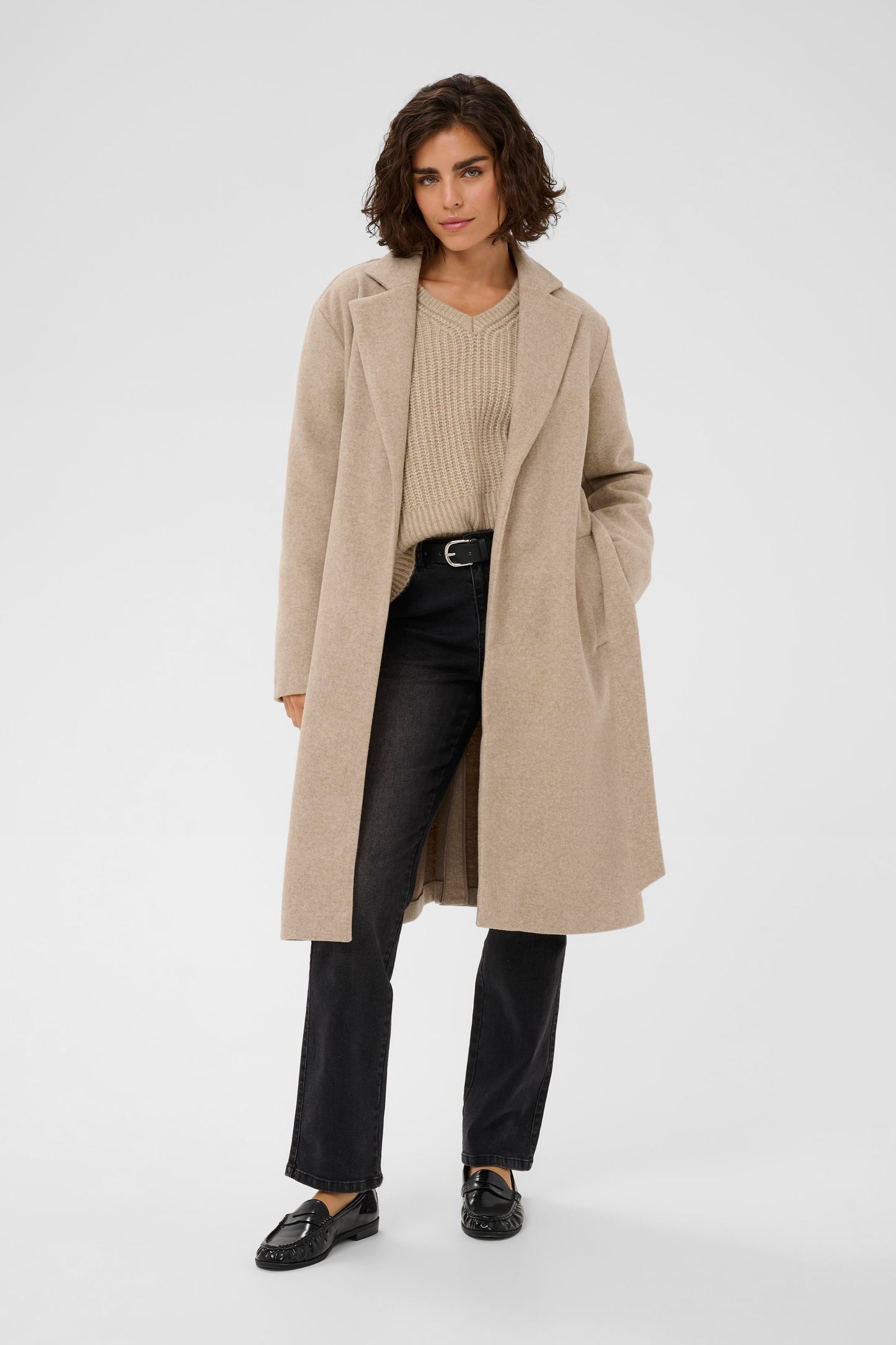 Kaffe KAsaturn Coat Beige Smoke Melange
