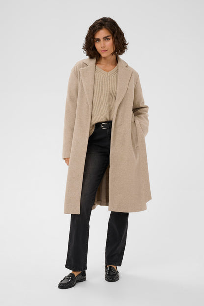 Kaffe KAsaturn Coat Beige Smoke Melange