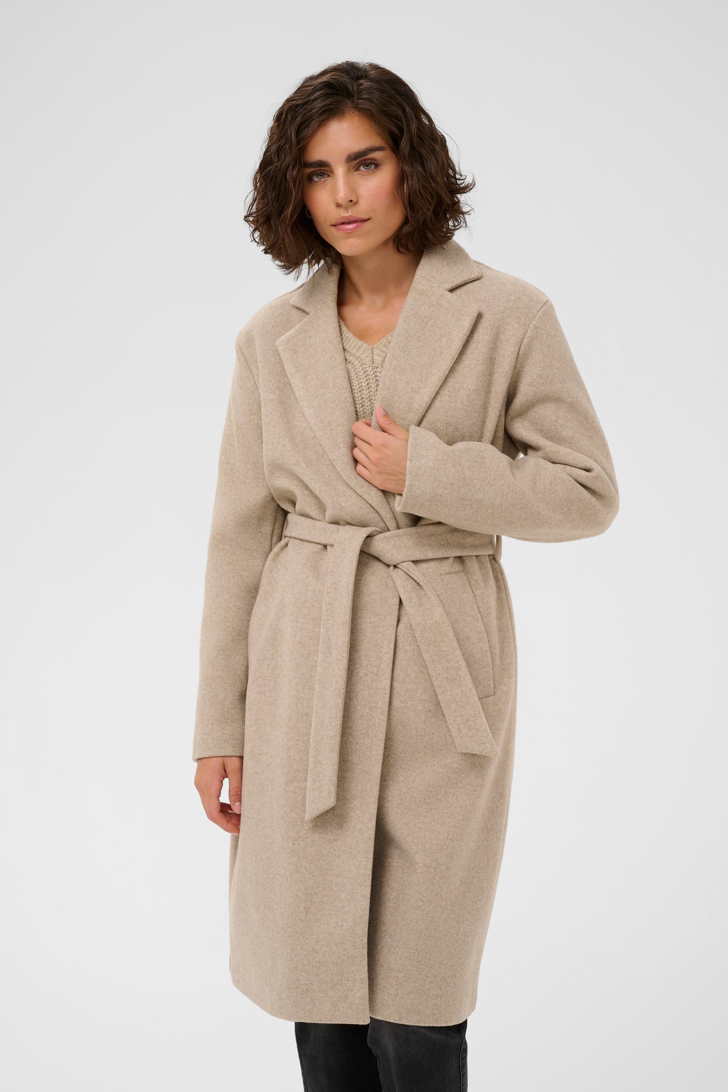 Kaffe KAsaturn Coat Beige Smoke Melange