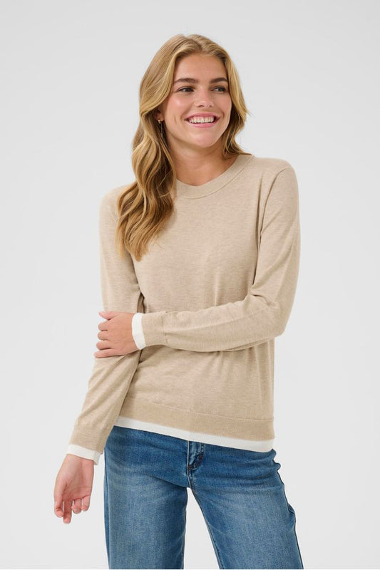 Kaffe KAlizza Contrast Pullover Feather Gray