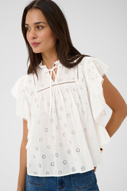 Kaffe KAfiona Frill Top Chalk