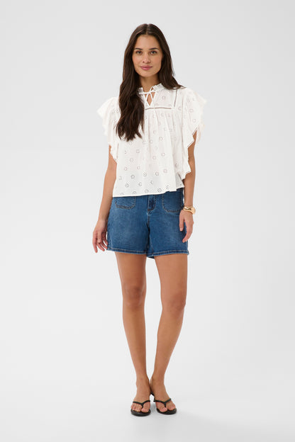 Kaffe KAfiona Frill Top Chalk