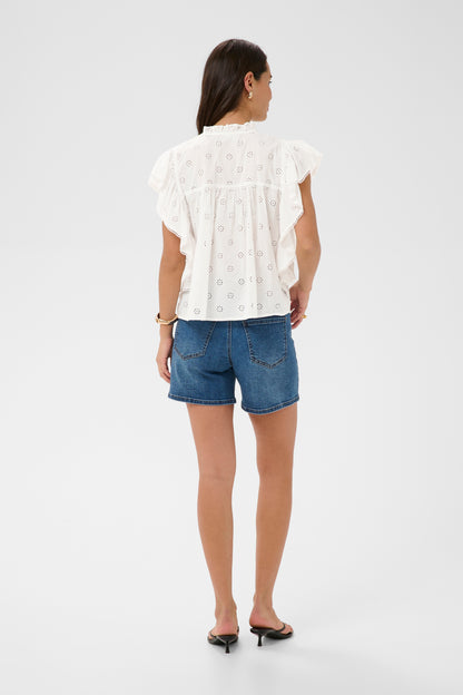 Kaffe KAfiona Frill Top Chalk
