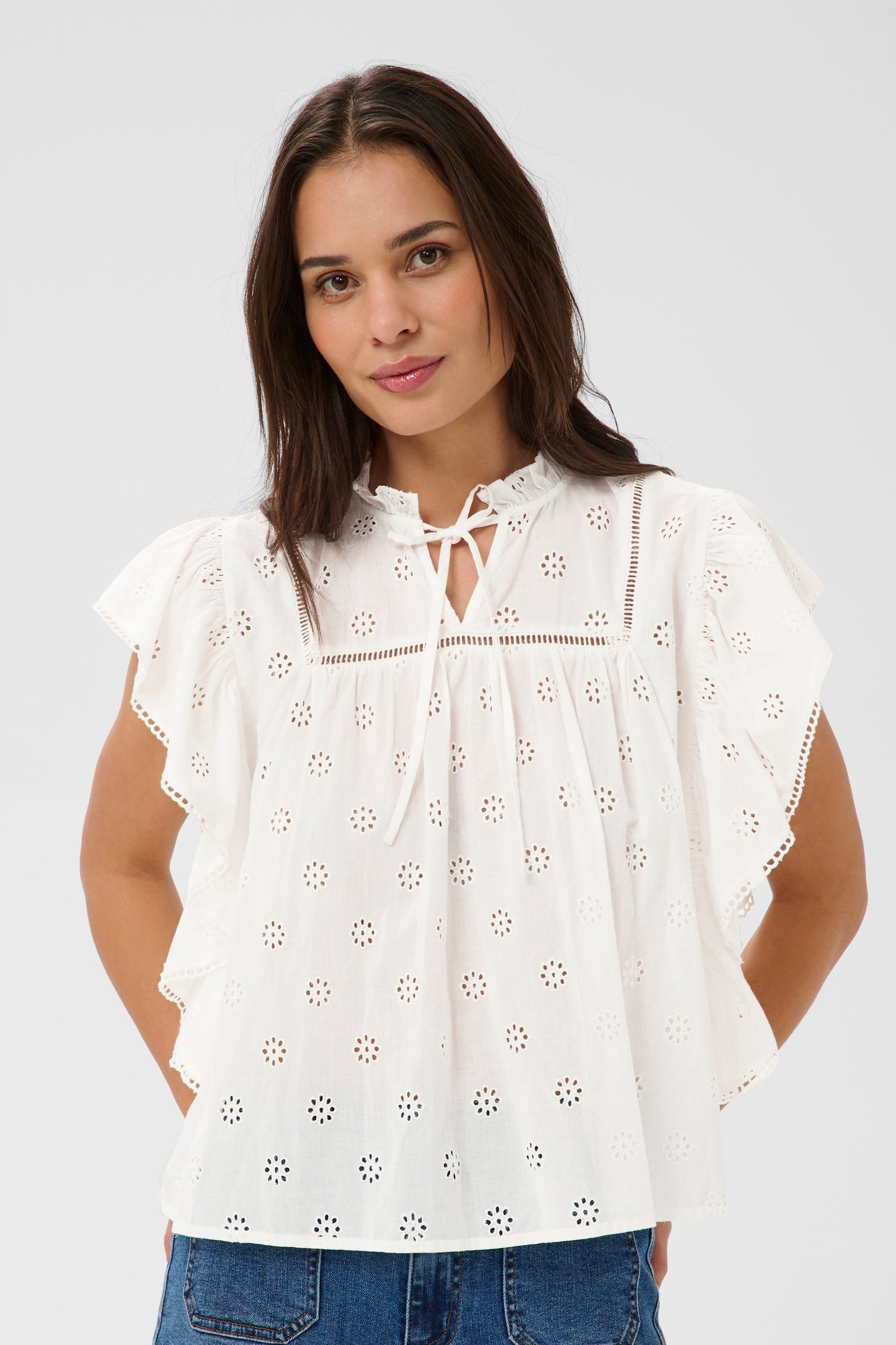 Kaffe KAfiona Frill Top Chalk