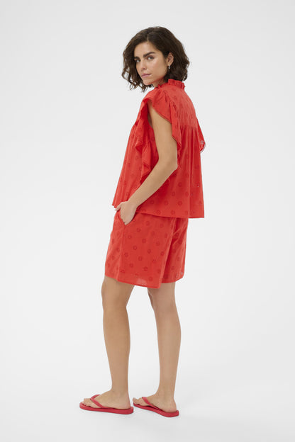 Kaffe KAfiona Frill Top Poppy Red