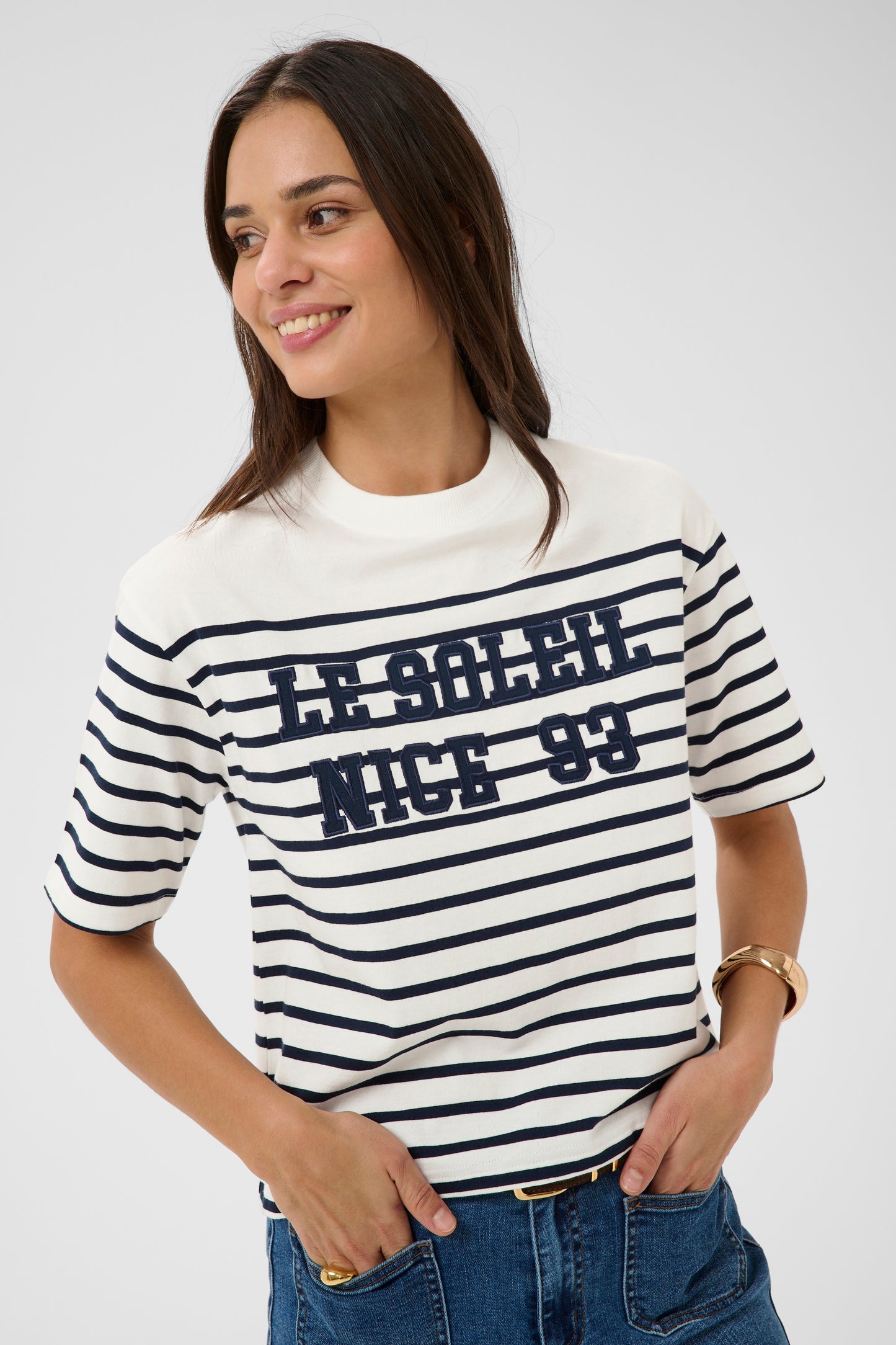 Kaffe KAnolia T-Shirt Chalk Stripe