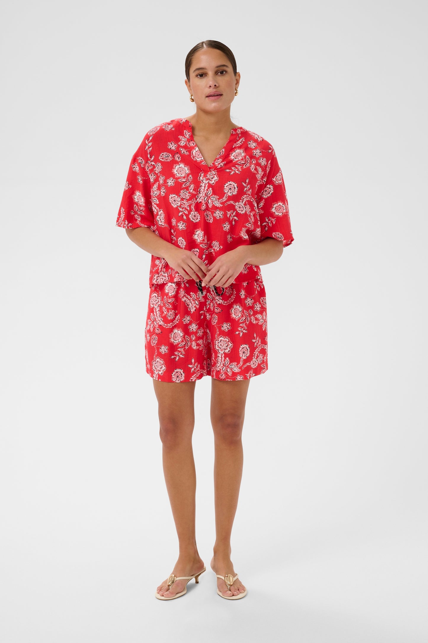 Kaffe KAamina Blouse Poppy Red Chalk Flower
