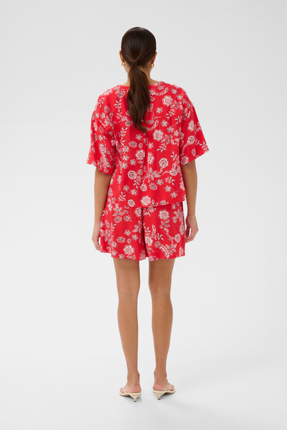 Kaffe KAamina Blouse Poppy Red Chalk Flower