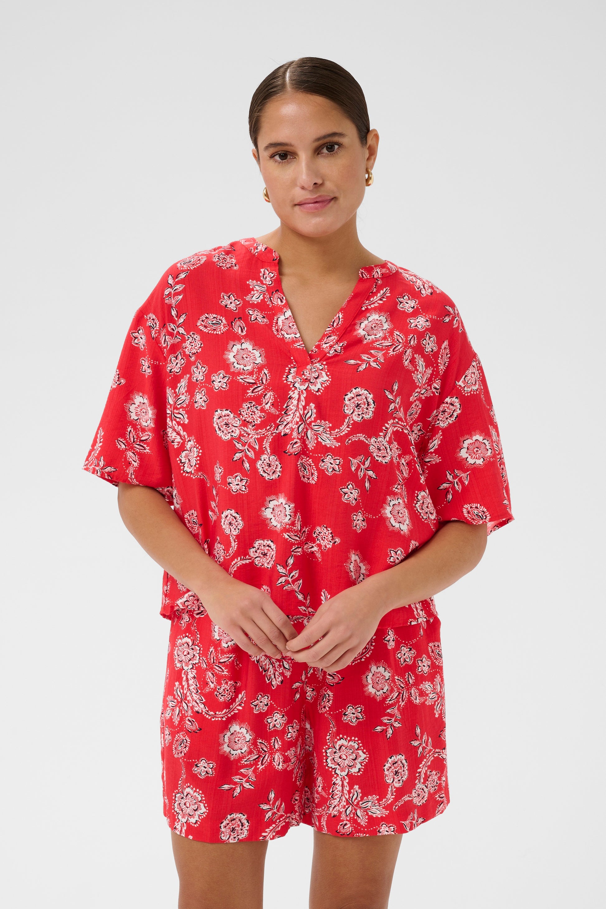 Kaffe KAamina Blouse Poppy Red Chalk Flower