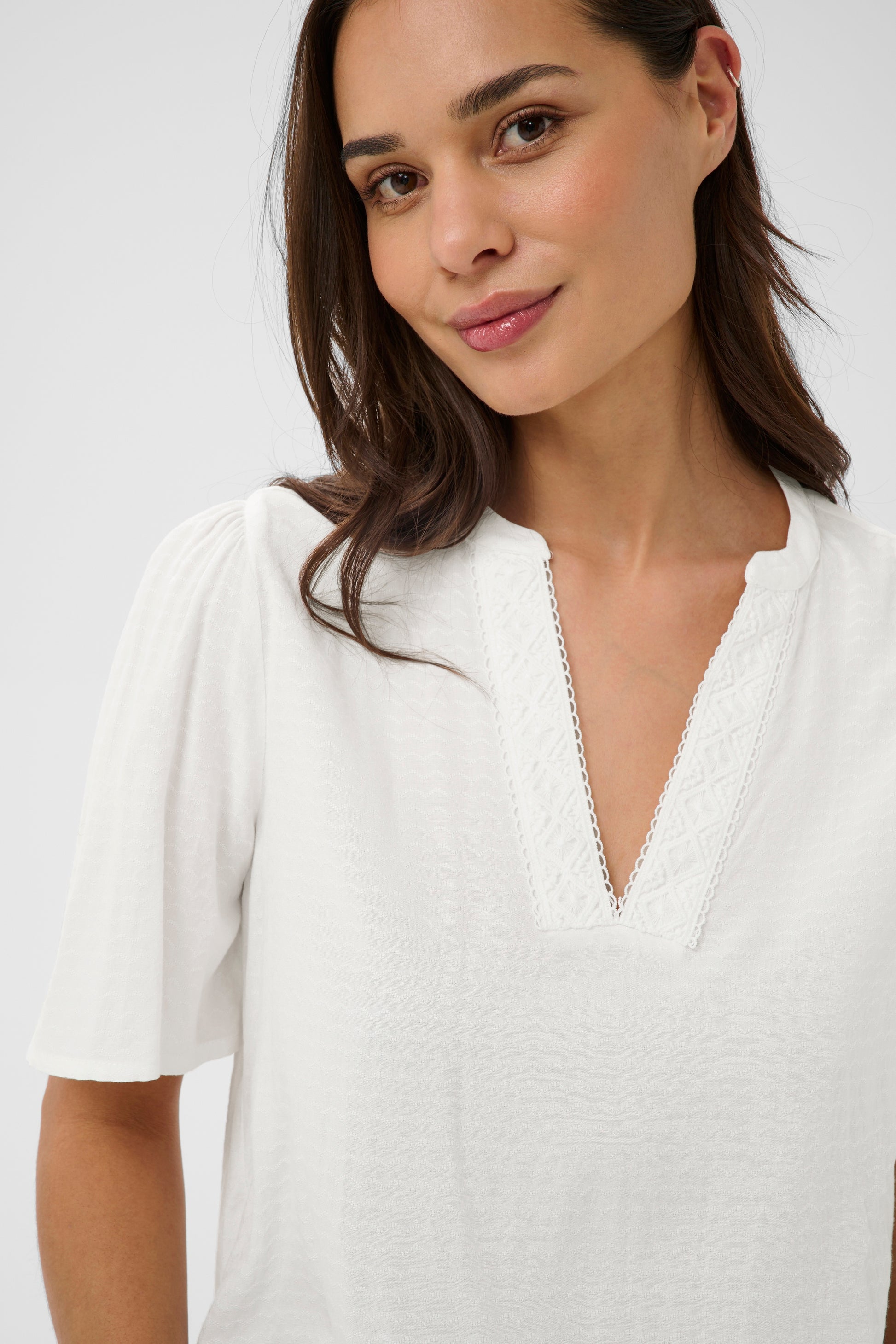 Kaffe KAgina Lace Blouse Chalk