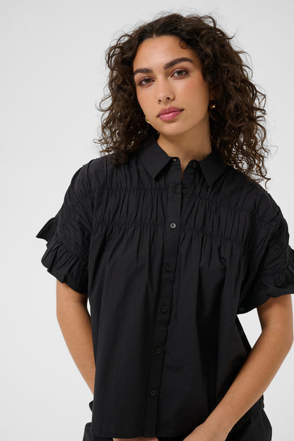 Kaffe KAverdina Flouncce Shirt Black Deep