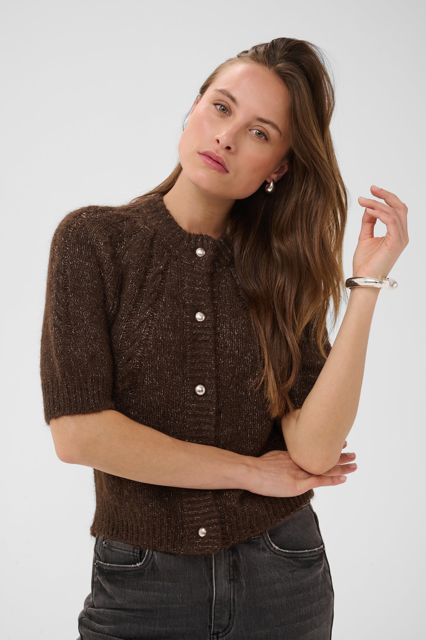 Kaffe KAcionia Knit Cardigan Coffee Bean Melange