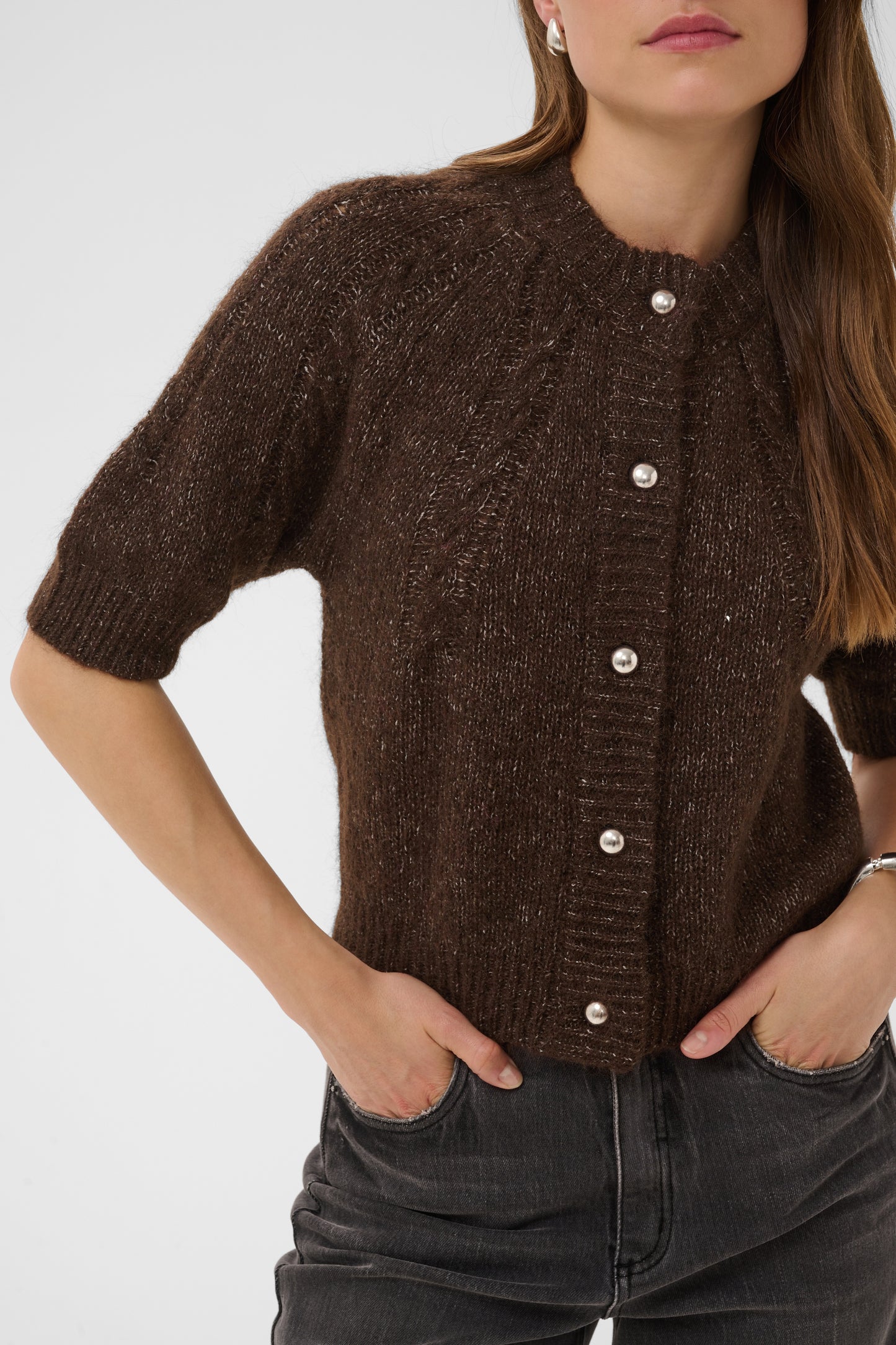 Kaffe KAcionia Knit Cardigan Coffee Bean Melange