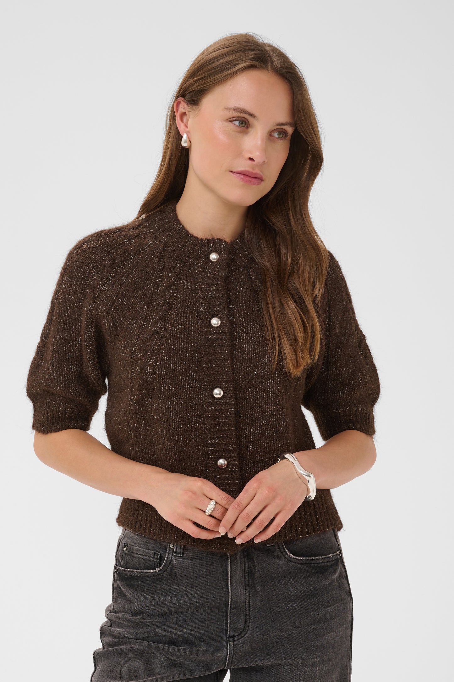 Kaffe KAcionia Knit Cardigan Coffee Bean Melange