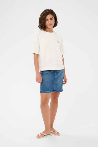 Kaffe KAannie Embroidery T-Shirt Chalk