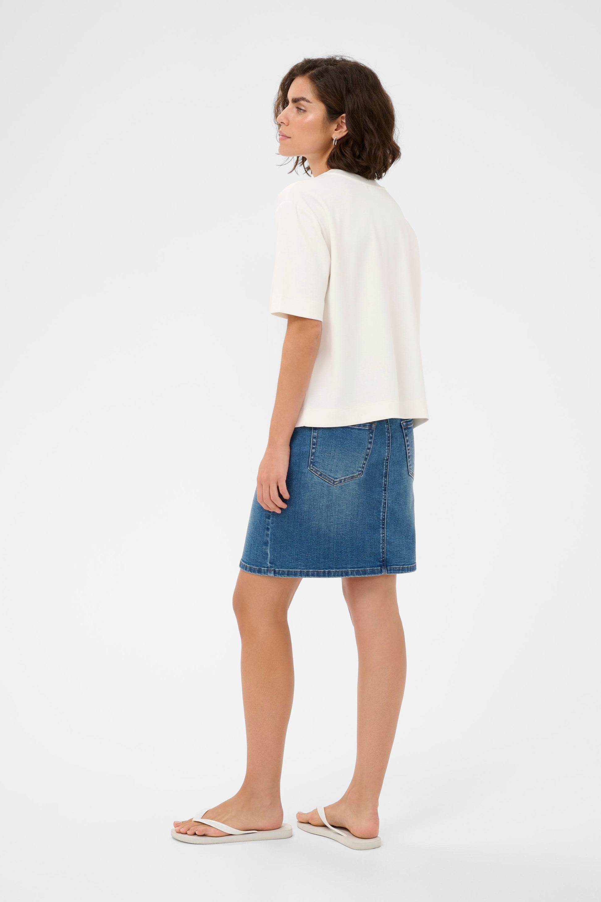 Kaffe KAannie Embroidery T-Shirt Chalk