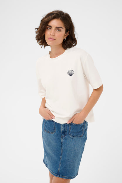 Kaffe KAannie Embroidery T-Shirt Chalk
