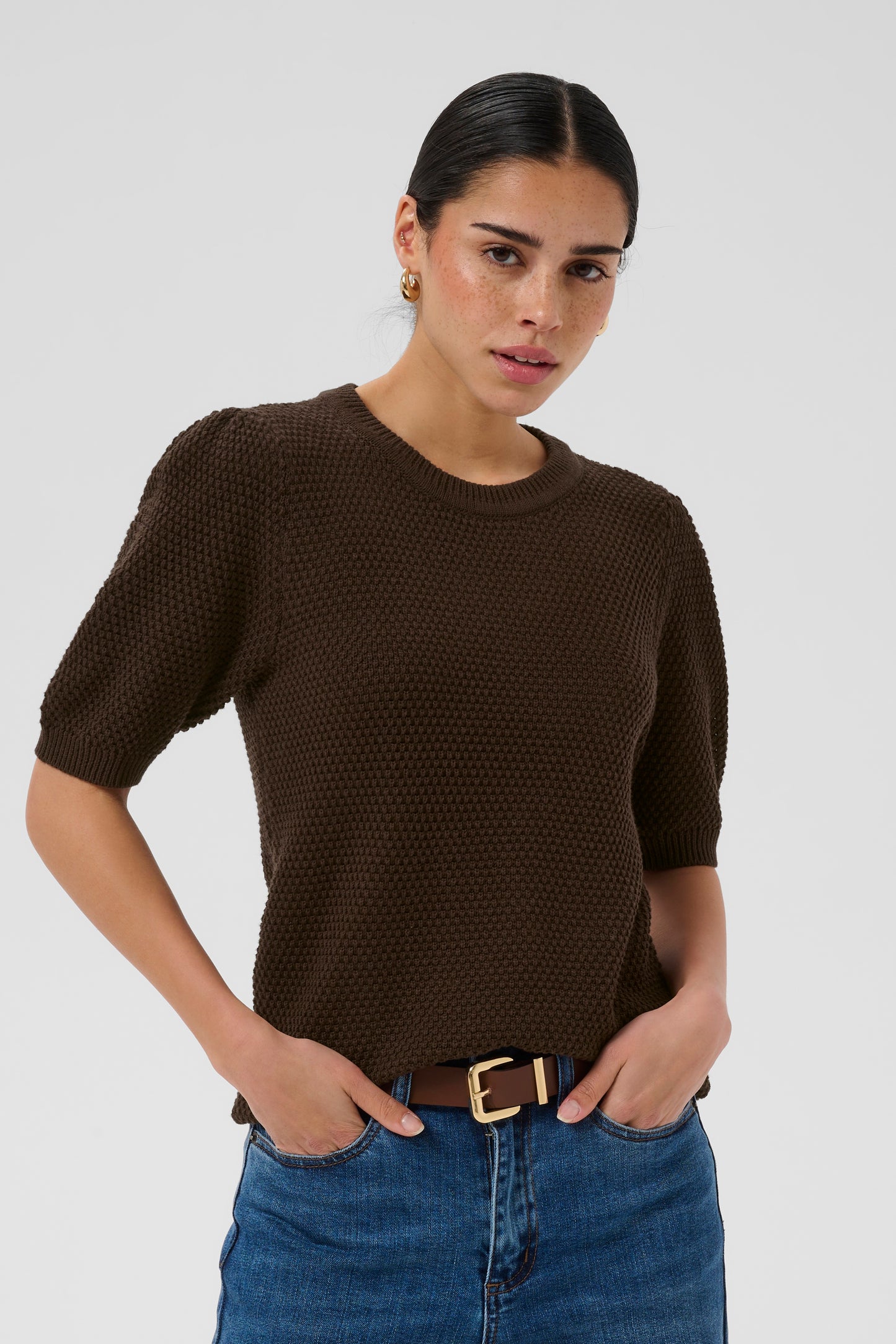 Kaffe KAvivian Knit  Pullover Coffee Bean