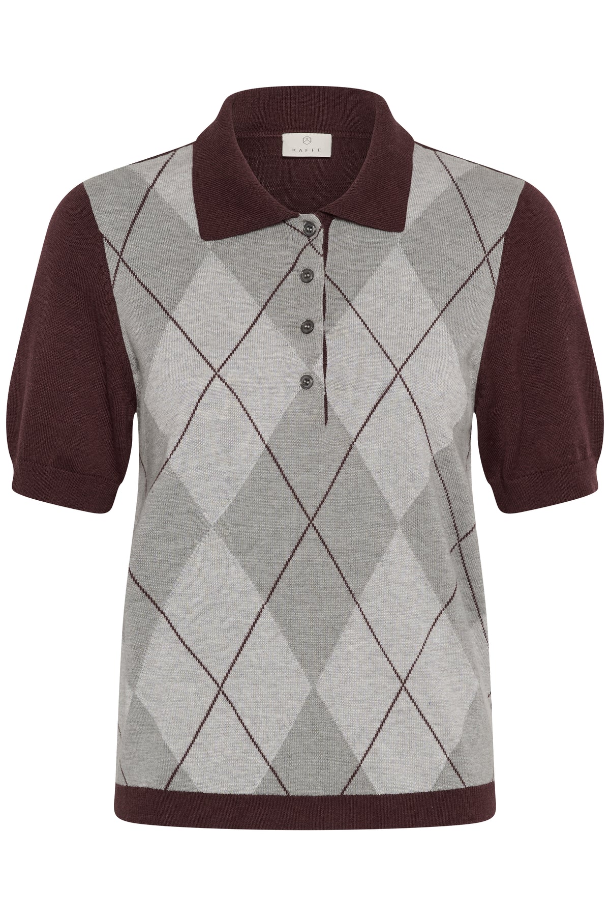 Kaffe KAgizza Argyle Polo Knit Fudge/ Grey Argyle