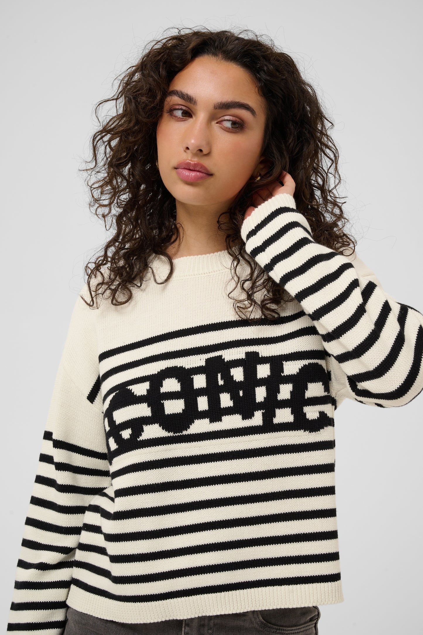Kaffe KAsus Pullover Knit Chalk Black
