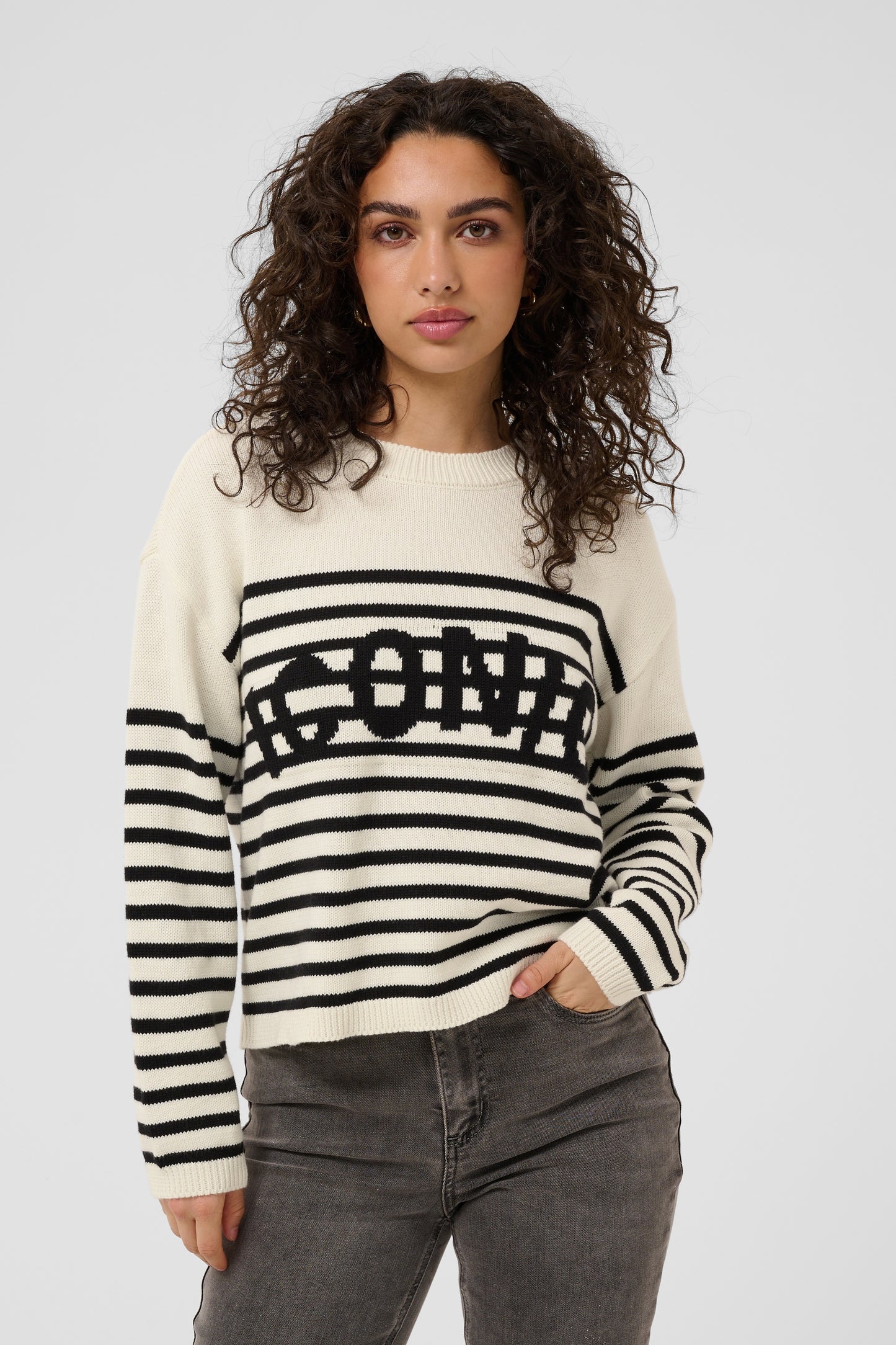 Kaffe KAsus Pullover Knit Chalk Black