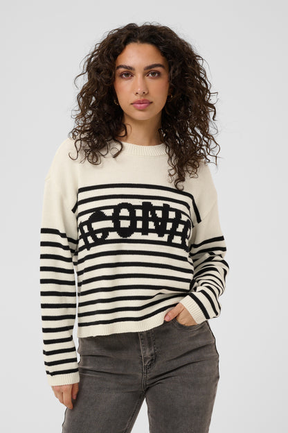 Kaffe KAsus Pullover Knit Chalk Black