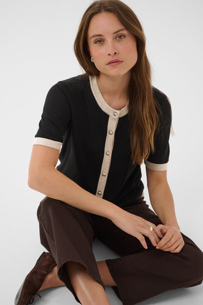 Kaffe KAlizza Contrast Cardigan Black Deep