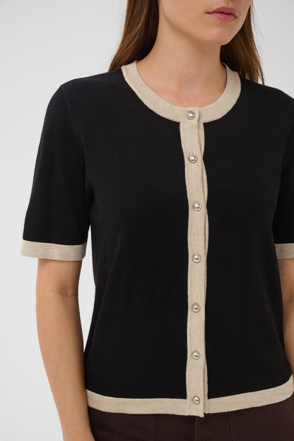 Kaffe KAlizza Contrast Cardigan Black Deep