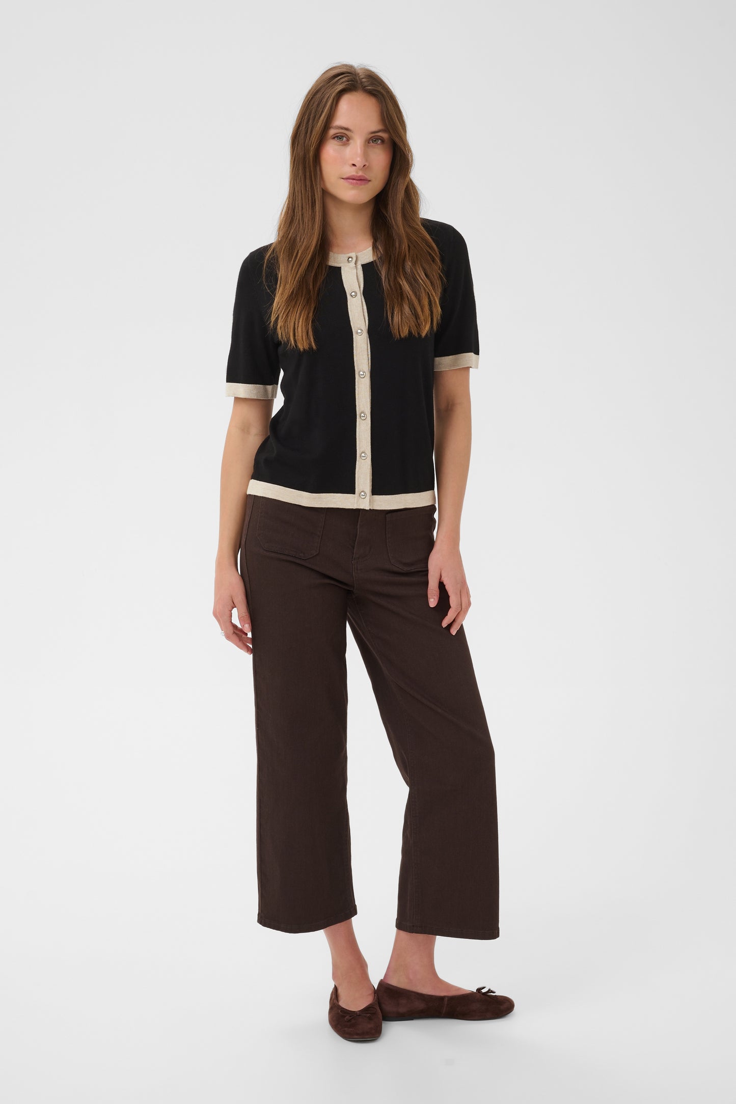 Kaffe KAlizza Contrast Cardigan Black Deep