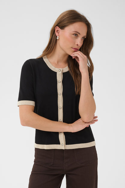 Kaffe KAlizza Contrast Cardigan Black Deep