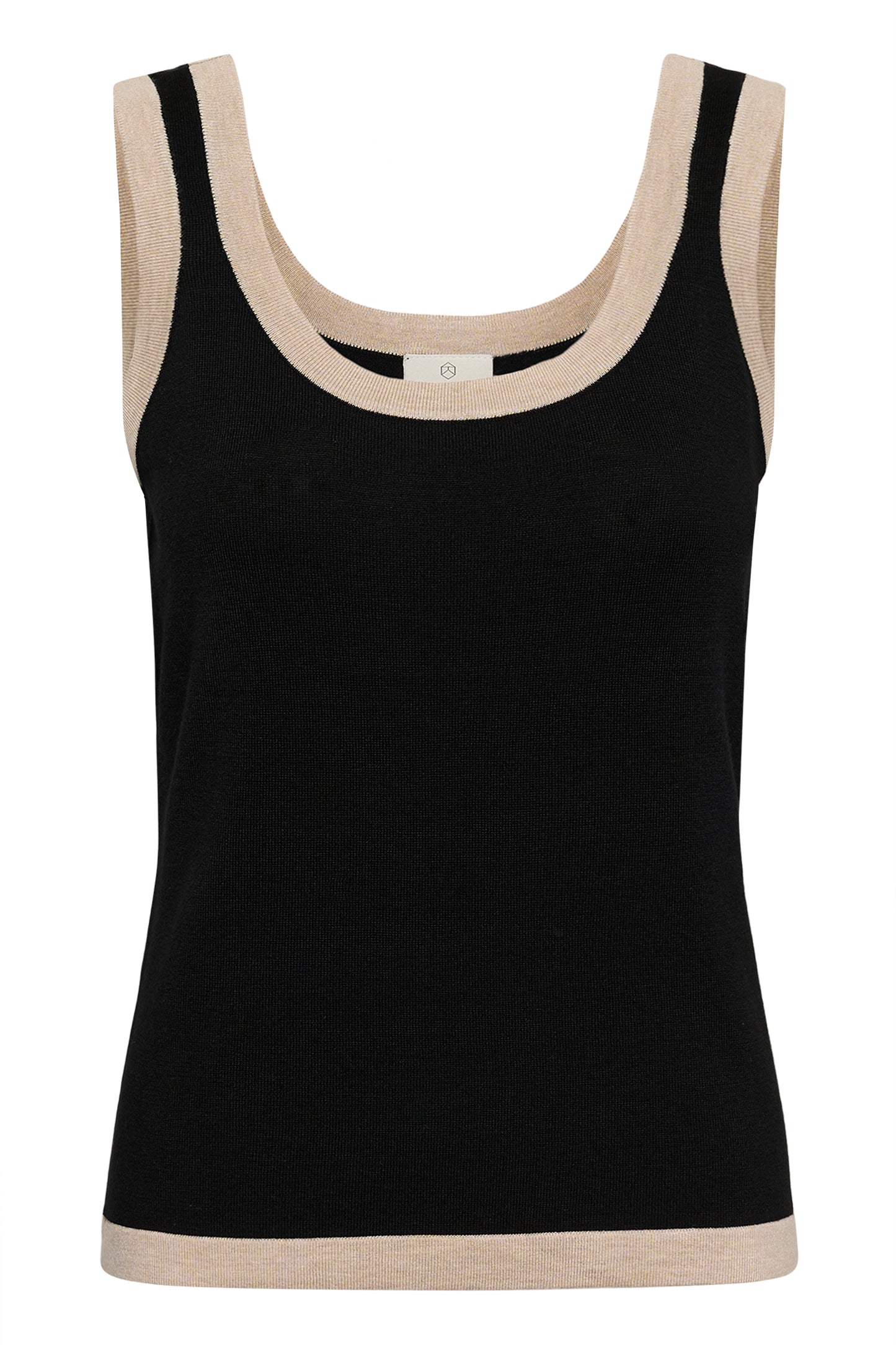 Kaffe KAlizza Contrast Knit Top Black Deep
