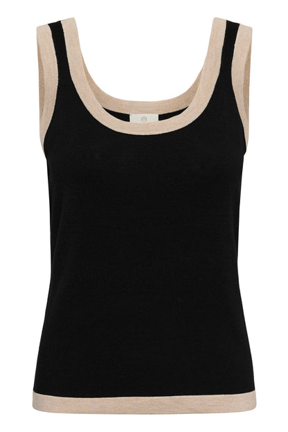 Kaffe KAlizza Contrast Knit Top Black Deep